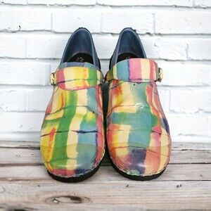 Rocky 4EurSole Plaid Patent Leather 3 in 1 Work‎ Nurse Comfort Clog Shoe 8-8.5